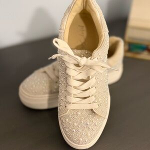 Bridal sneakers! - Betsey Johnson Sidney Ivory sneakers - iridescent pearl